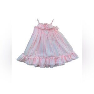 Janie and Jack Size 18-24 Months White with Neon Pink Stripes Sundress